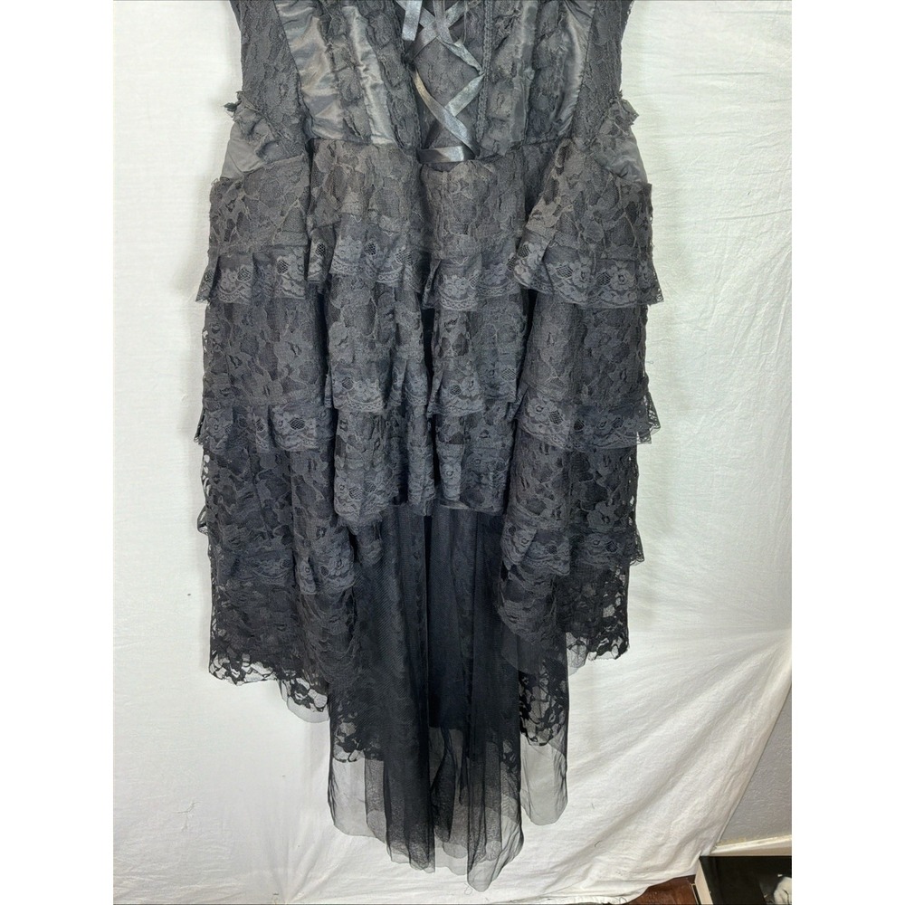 Burleska Gothic Victorian Witchy Cabaret RenFair Black Lace Corset Dress Sz 34 - Picture 3 of 16